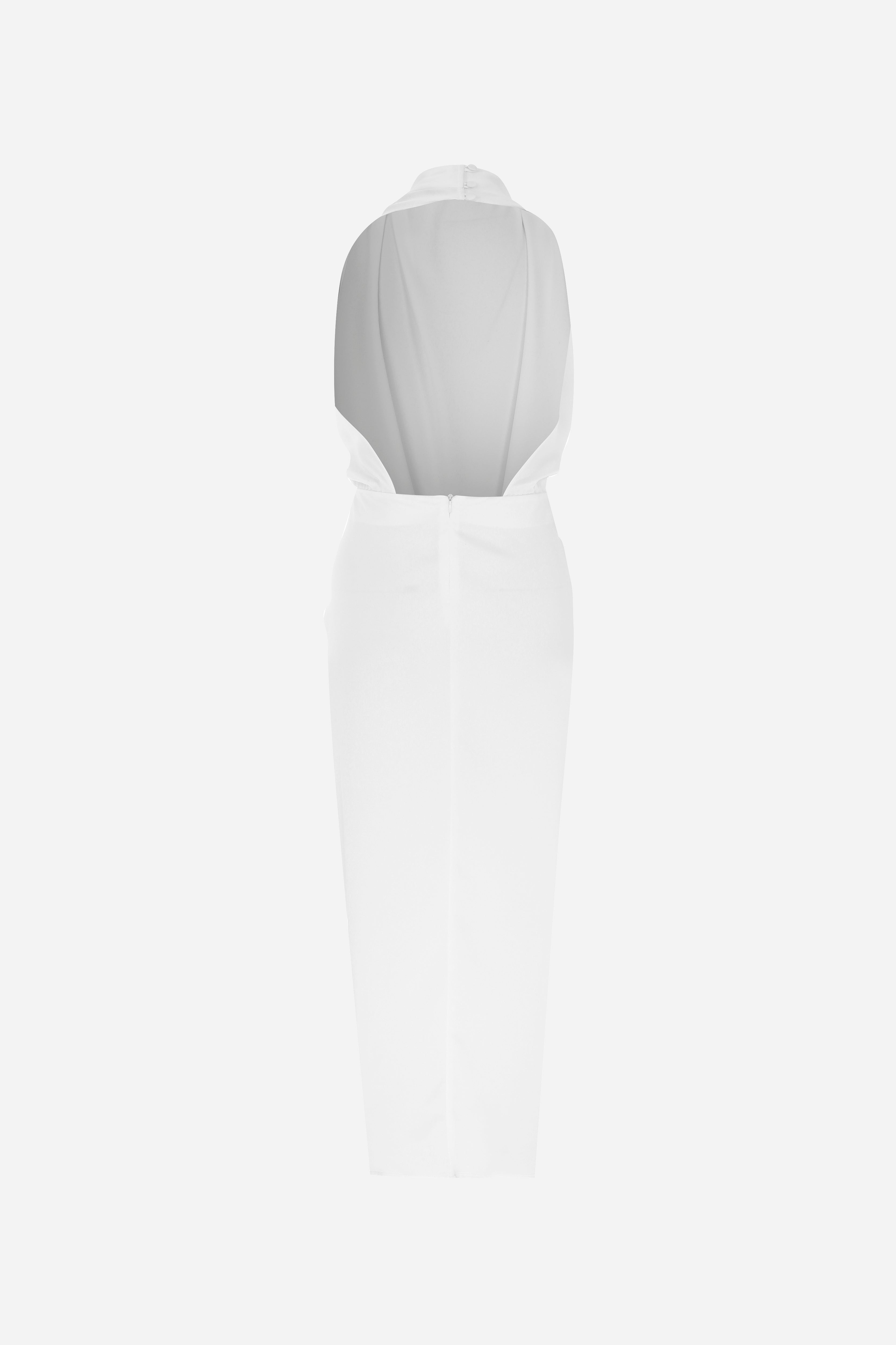 ARIES - SATIN BACKLESS MIDI DRESS