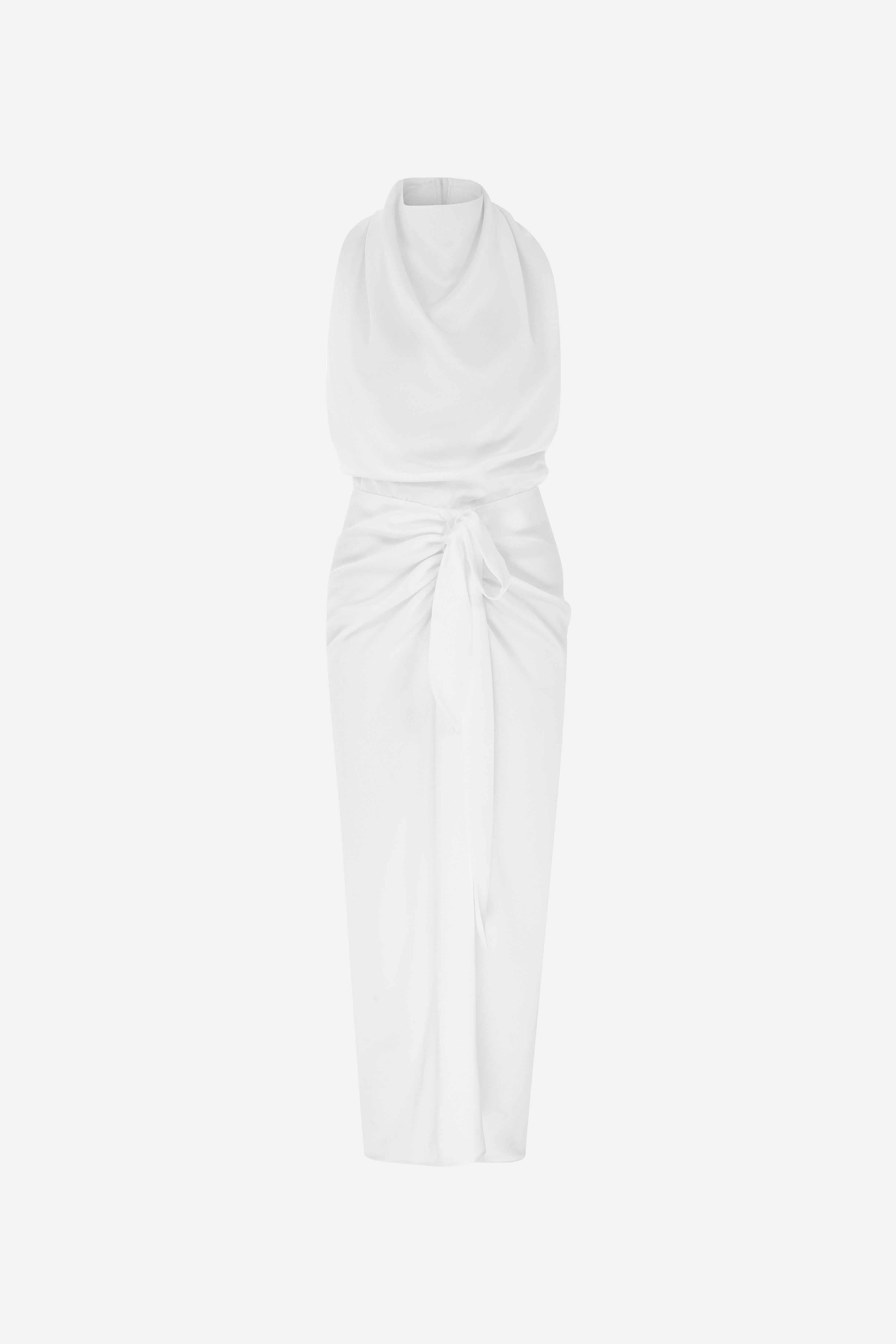 ARIES - SATIN BACKLESS MIDI DRESS