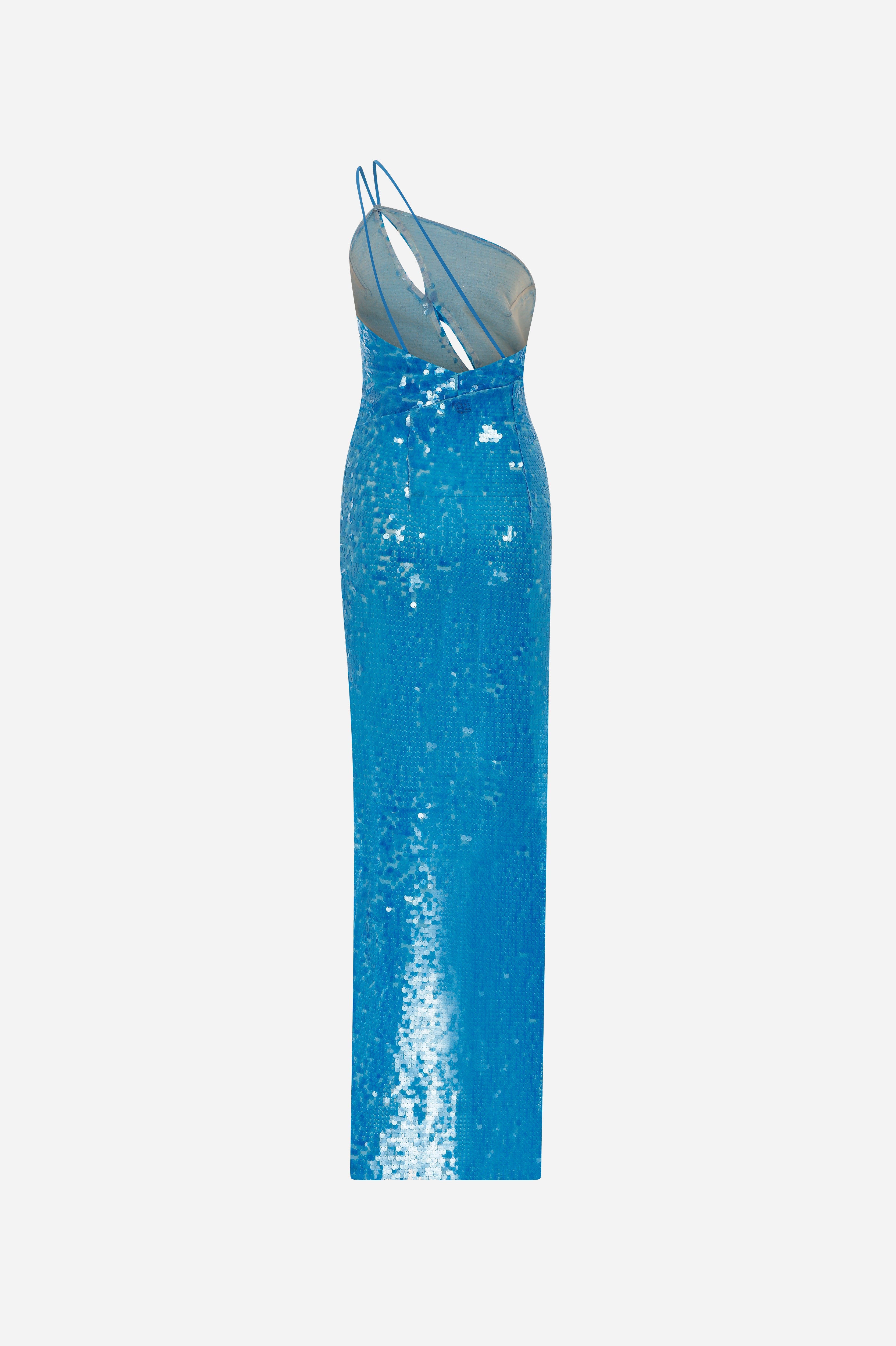ADRIA - One shoulder sequin maxi dress with deep slit