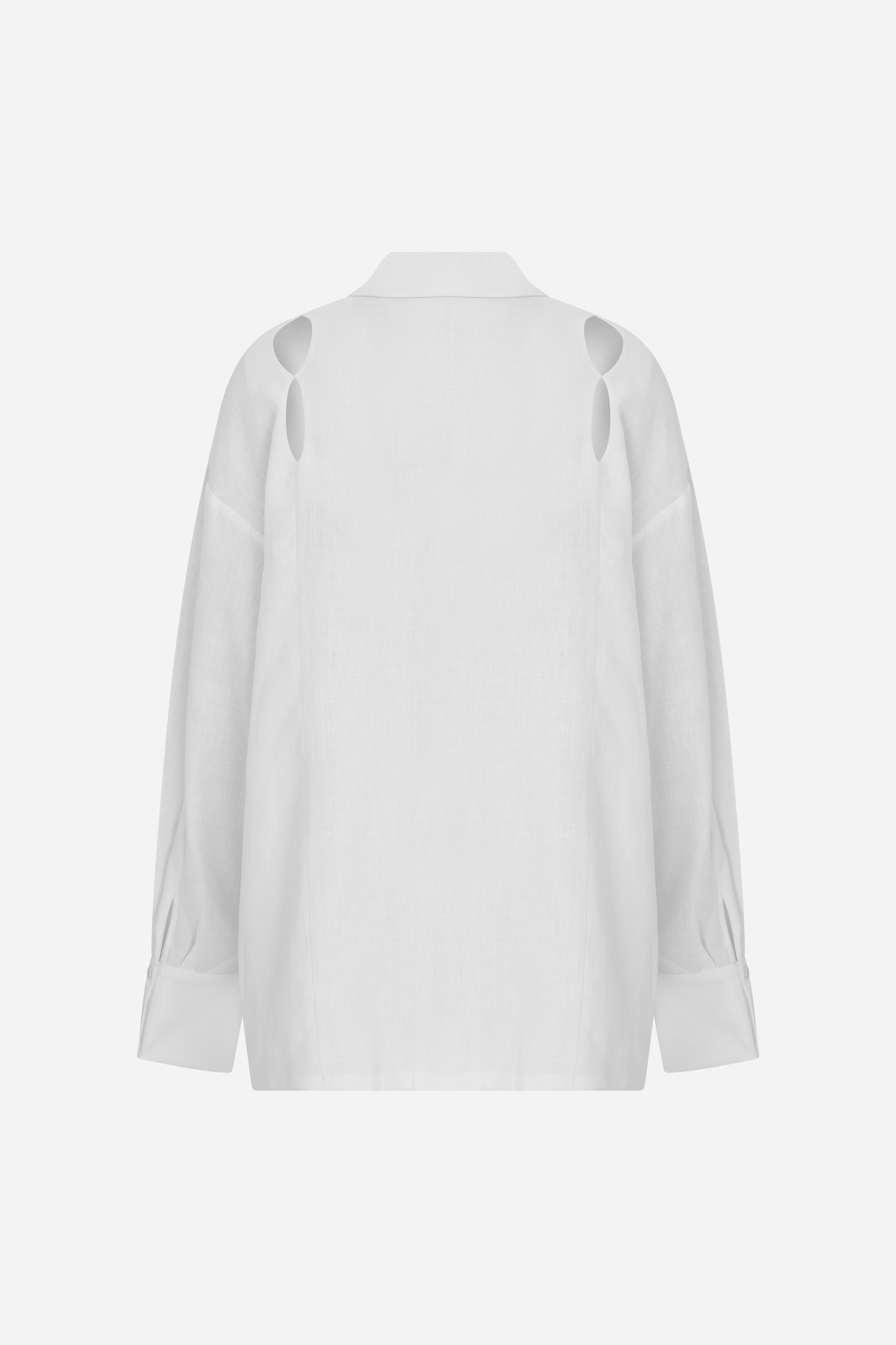 Alda - Linen Shirt With Cut Out Details