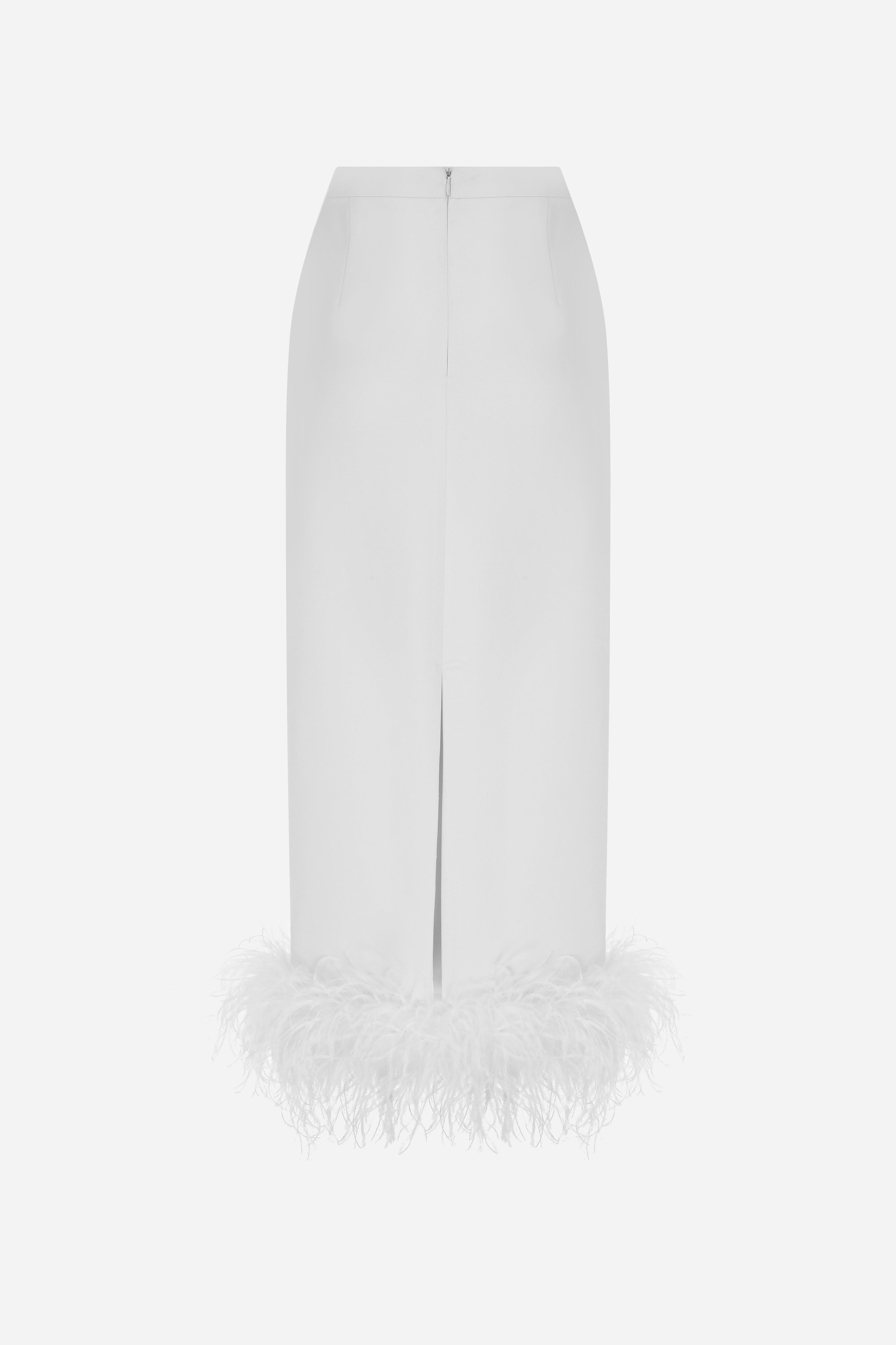 DONNA-MIDI SKIRT WITH OSTRICH