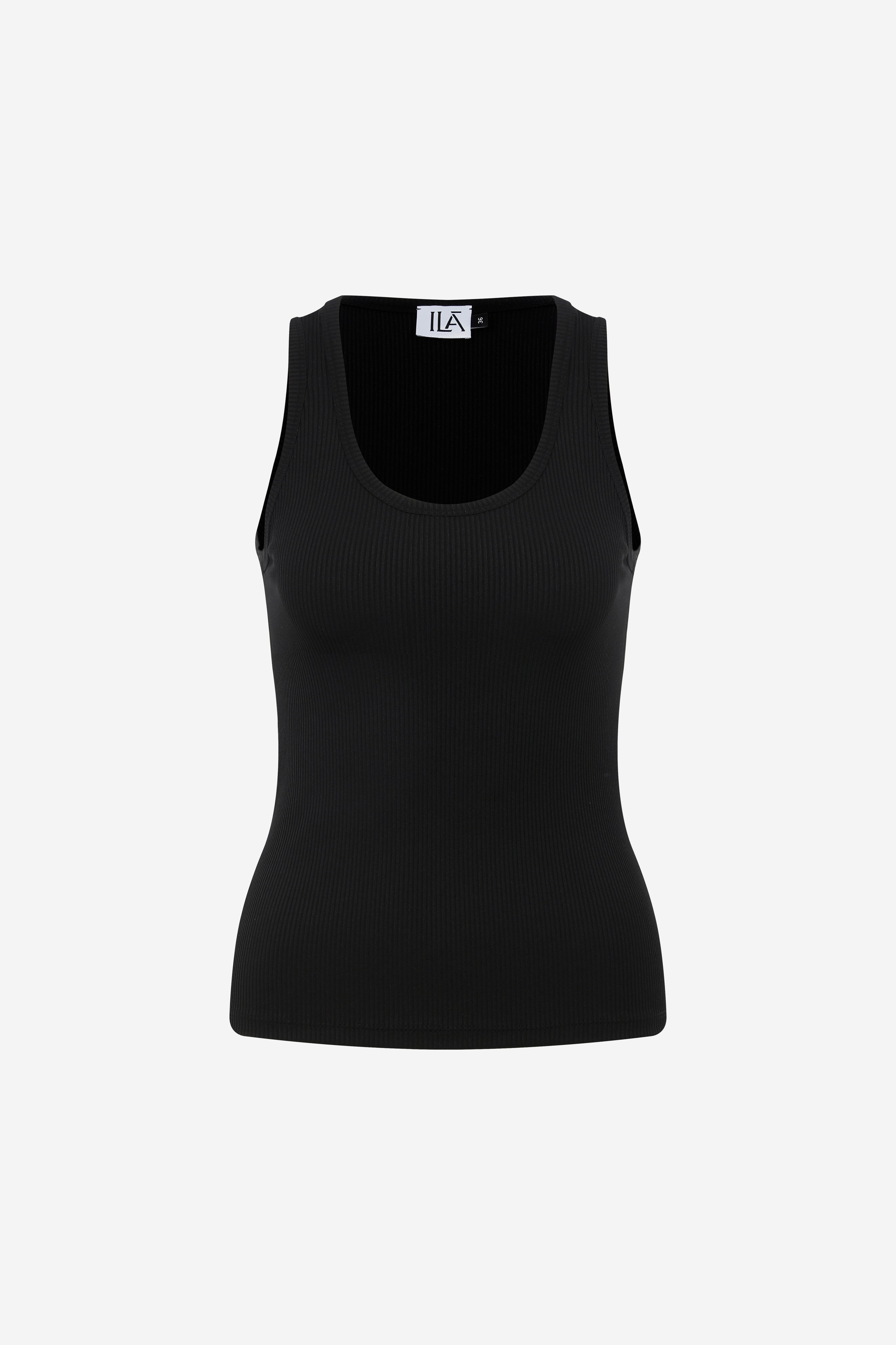 ENA - U NECK BLACK TANK TOP