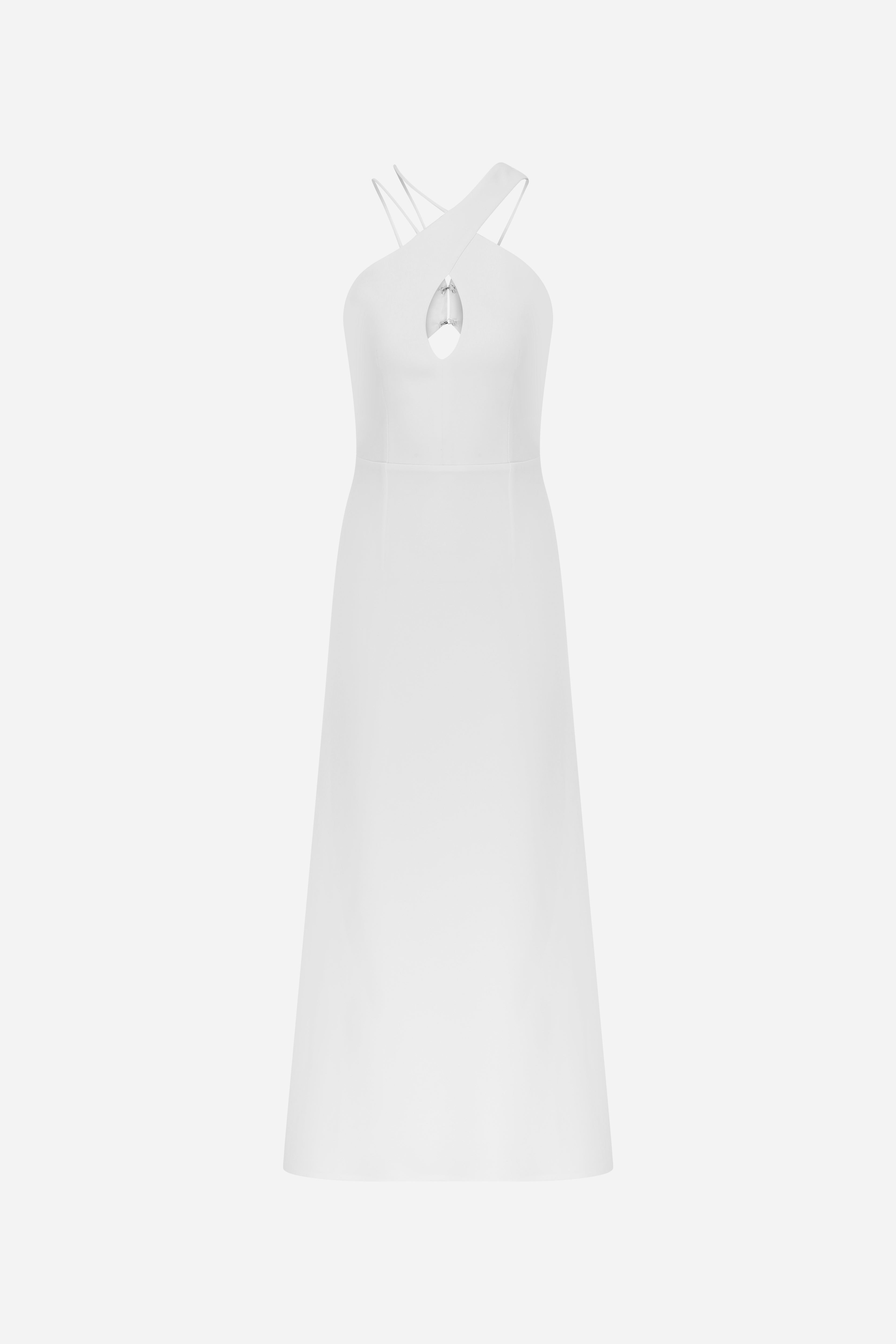 HOLLOW-MIDI DRESS WITH FRONT TEAR SHAPED OPENING