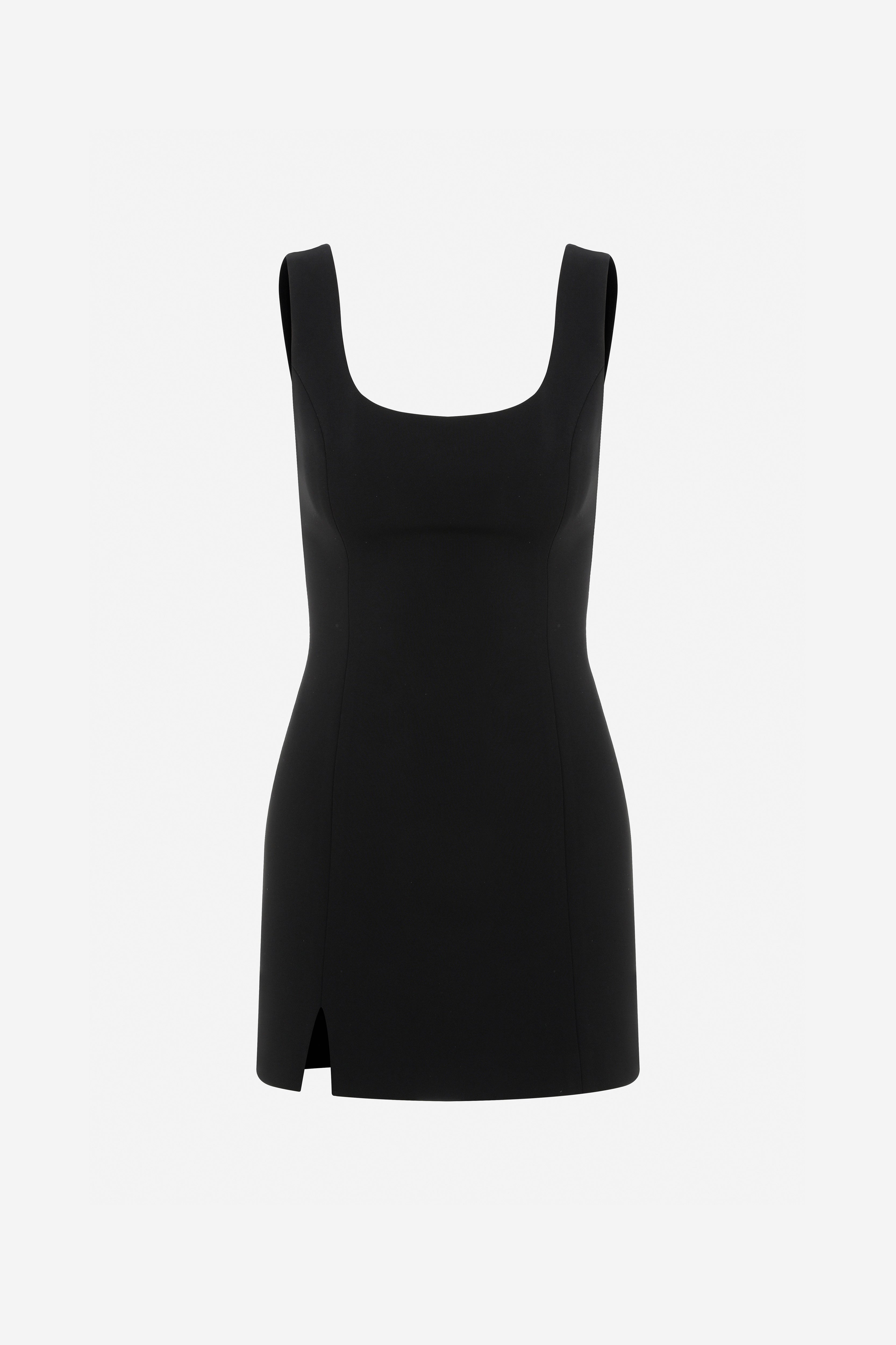 Isadora - U Neck Mini Dress With Front Slit