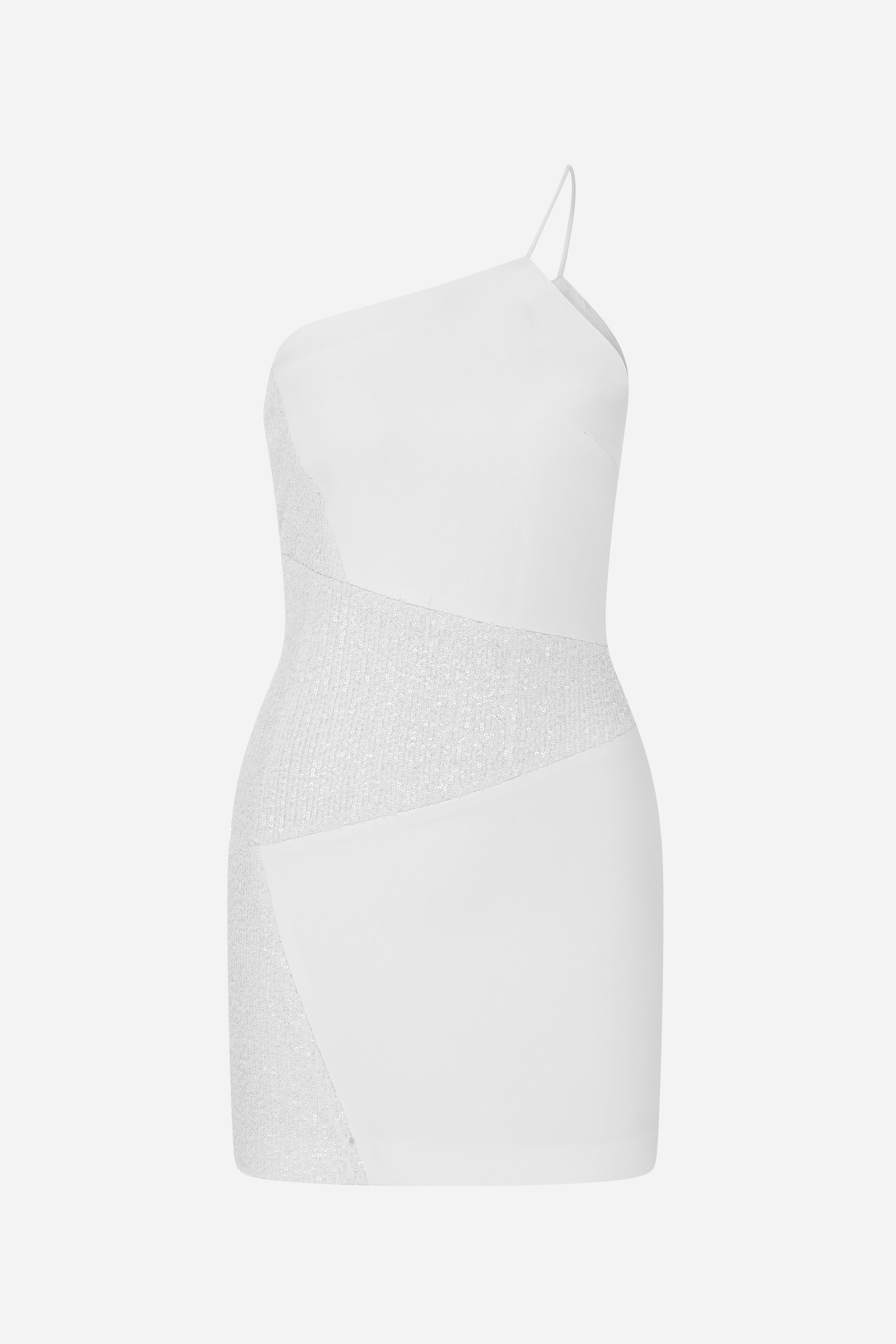 JONI-ONE SHOULDER MINI DRESS WITH SEQUIN DETAILS