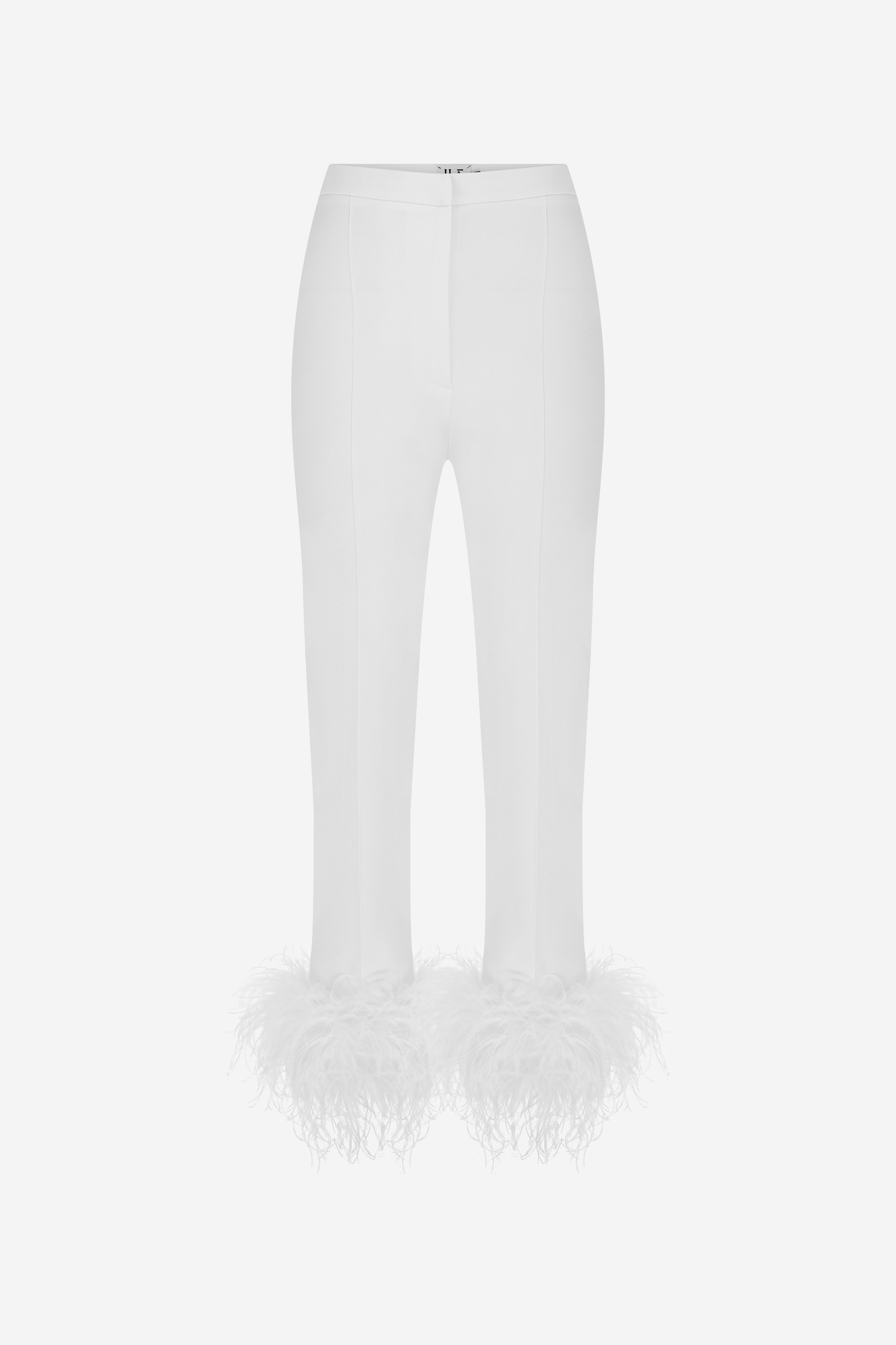 RENETA-TROUSERS WITH OSTRICH FEATHERS