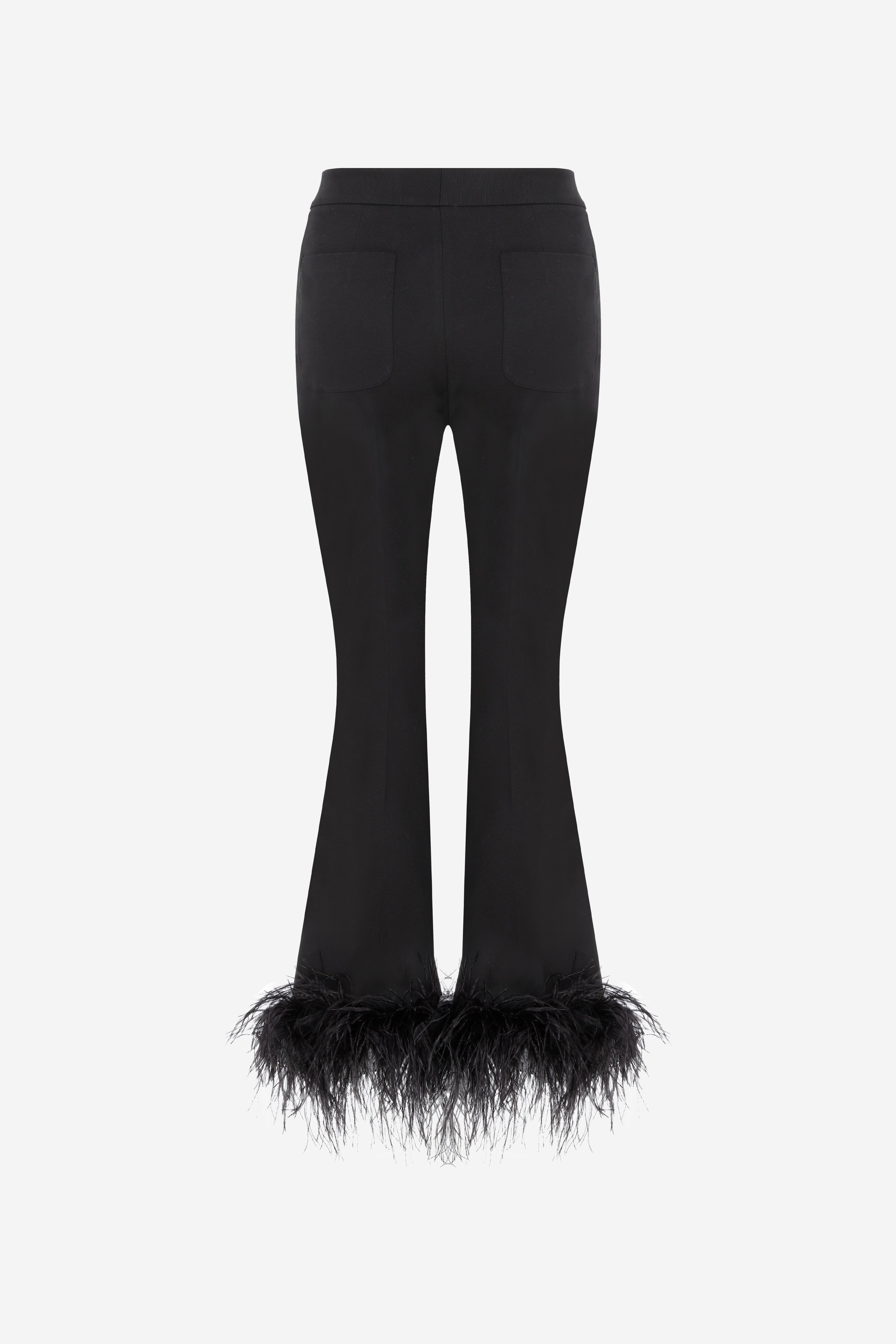 NEO - TROUSERS WITH OSTRICH FEATHERS in Black