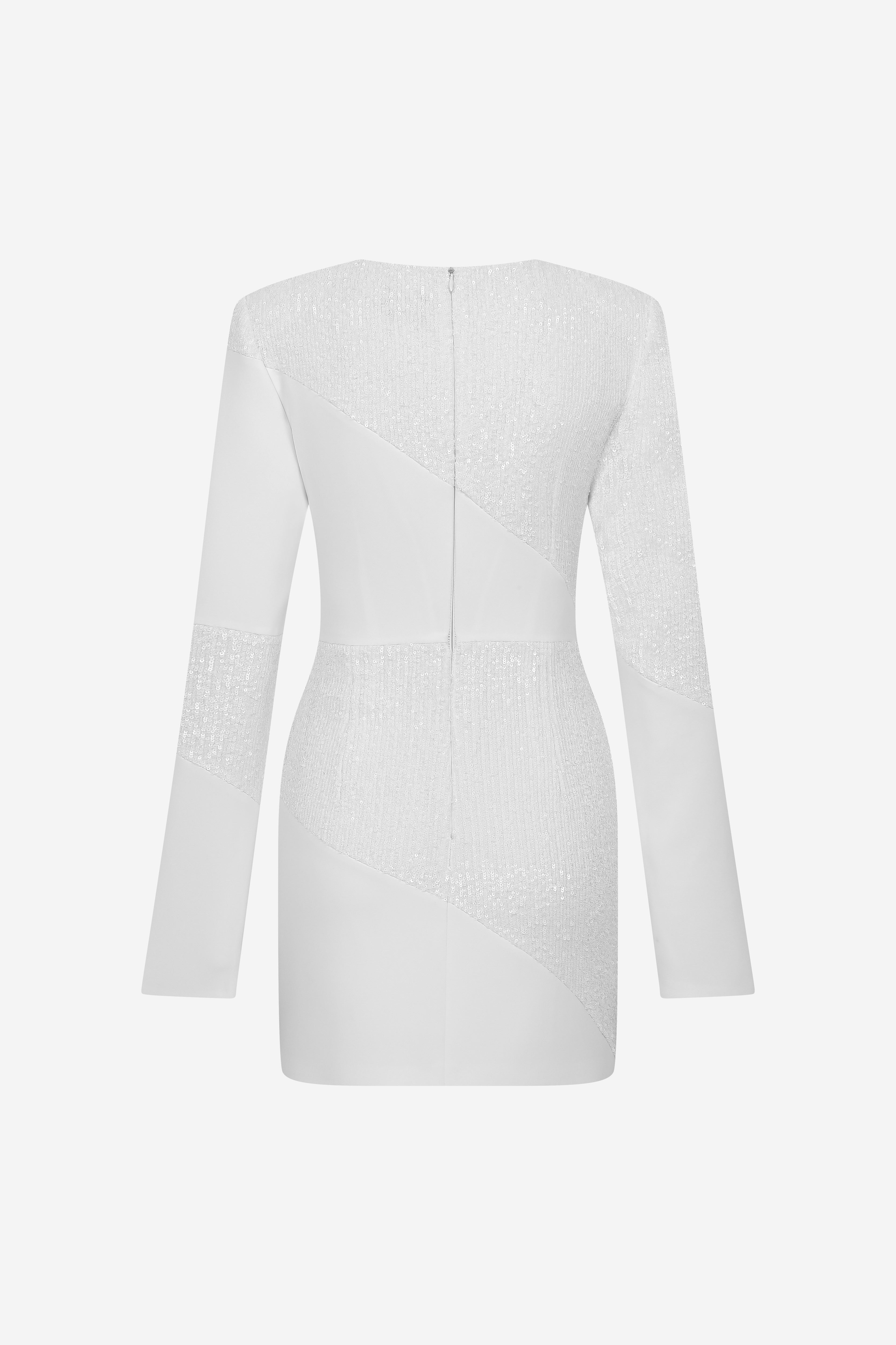 SOLAR-LONG SLEEVE MINI DRESS WITH SEQUIN DETAILS