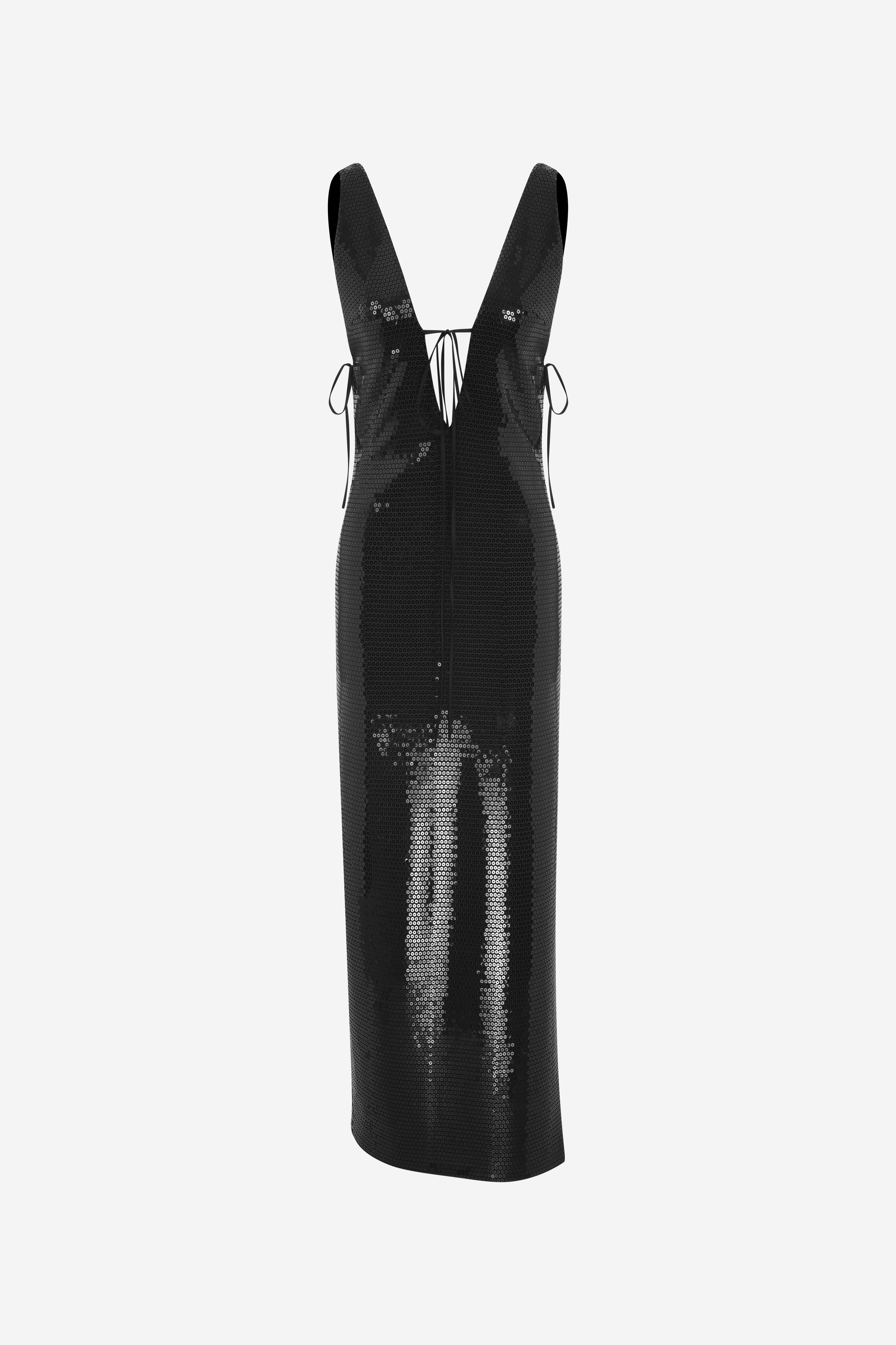 Stevie - V Neck Midi Sequin Dress