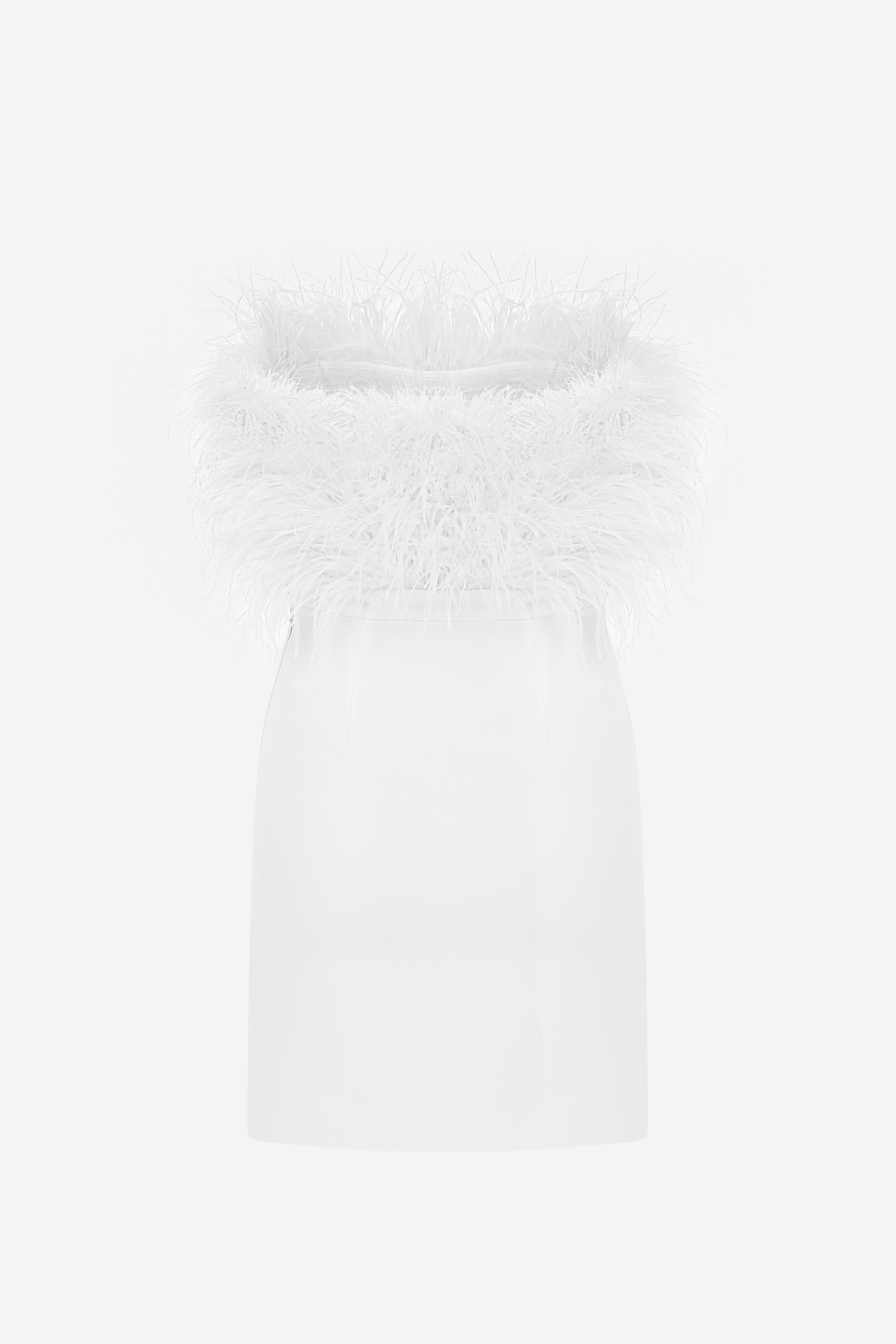 UNISON-MINI SLIT DRESS WITH OSTRICH FEATHERS