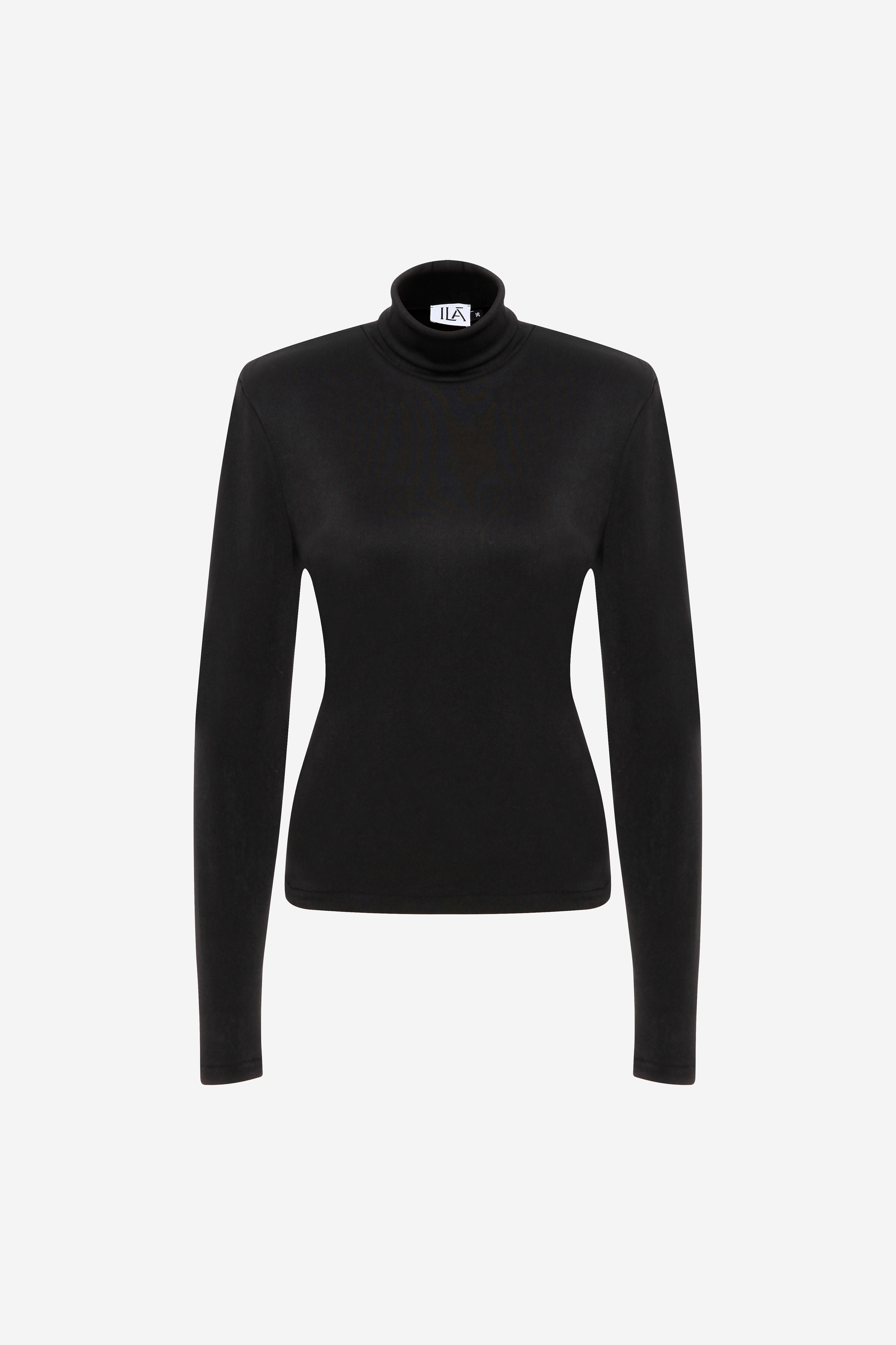 VIA - TURTLE NECK JERSEY TOP WITH SHOULDER PADS