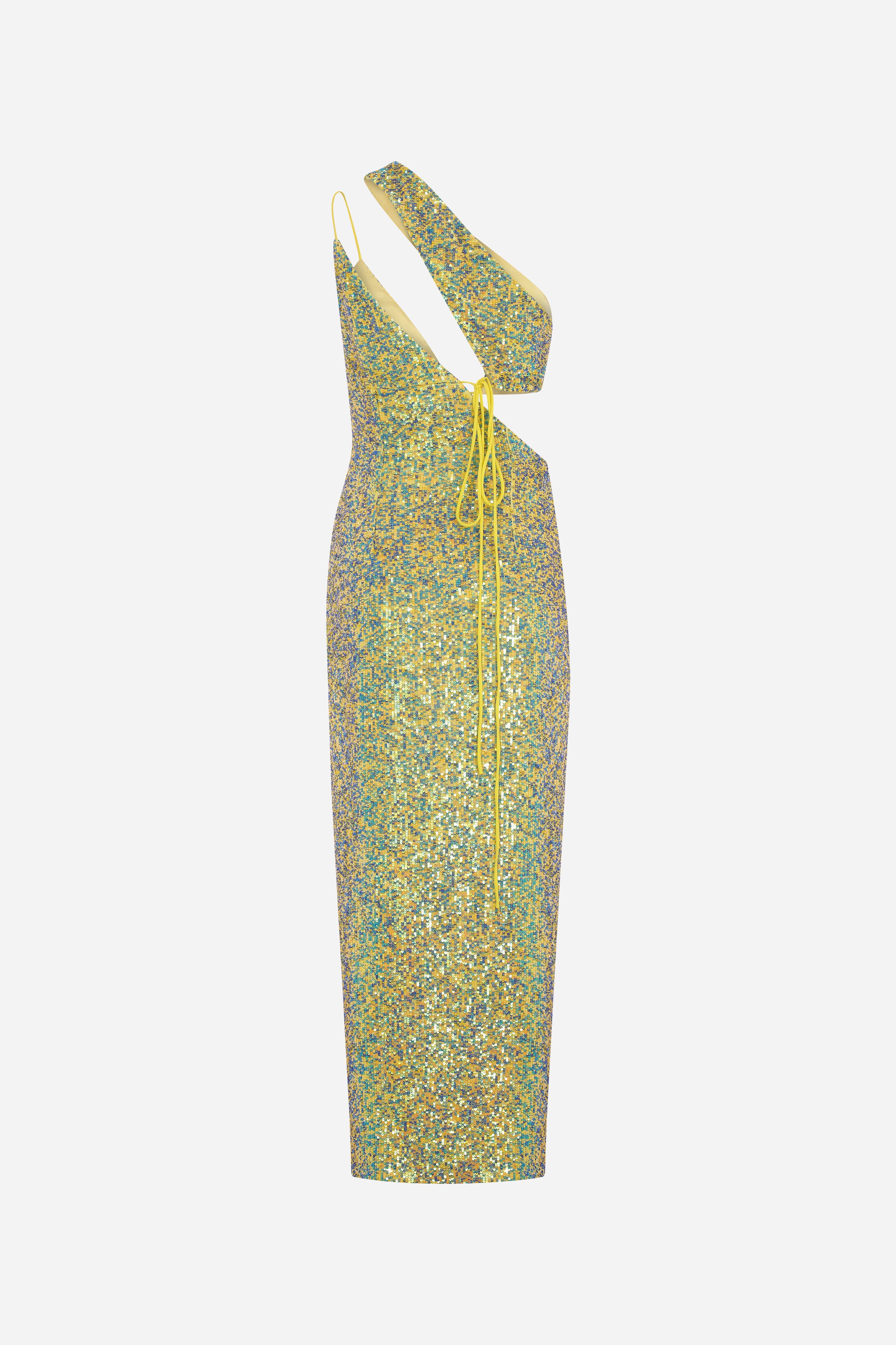AMAYA - Silk sequin midi dress with cutout details