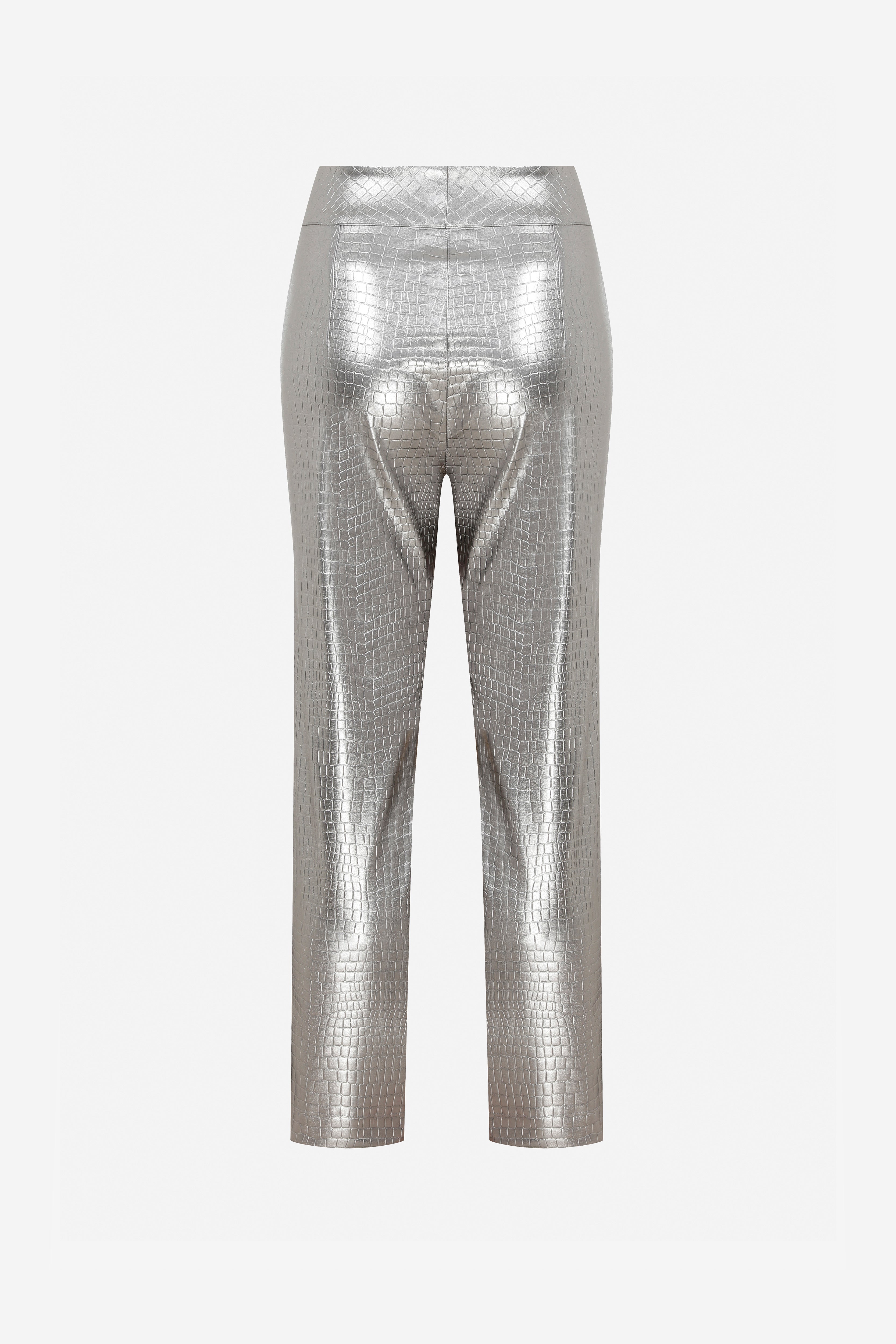 Croco - Vegan leather trousers in Silver