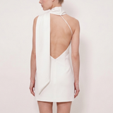 Livia-One Shoulder Satin Detailed Mini Dress
