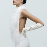 Mirelle - Leather Gloves in White