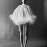 Dee - Neck-Tie Feather-Detail Short Cape