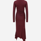 Cecily - Turtle Neck Long Sleeve Jersey Midi Dress