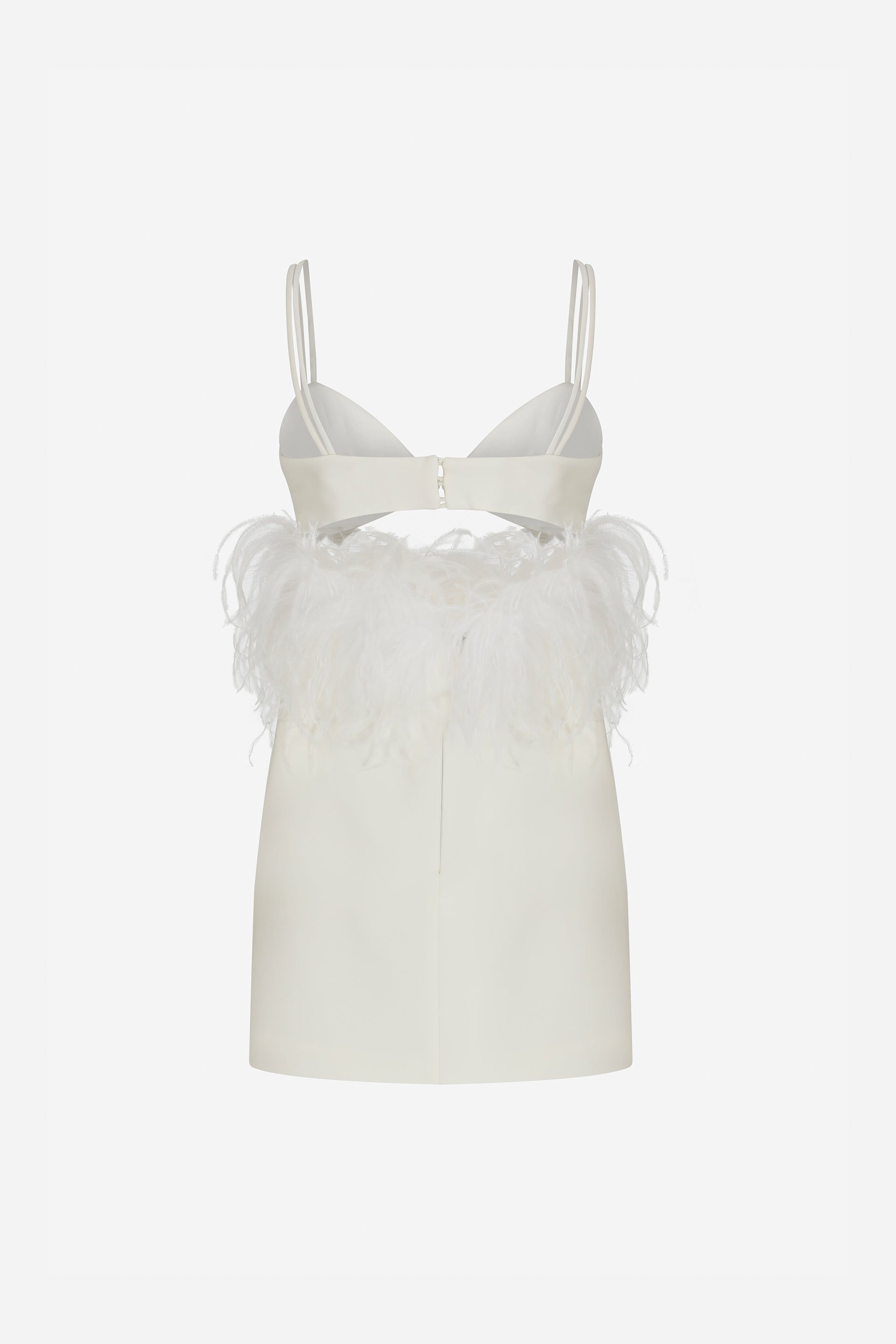 Chara - Double Strap Mini Dress With Feather Embellishment