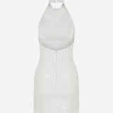 Chiara - Draped High Neck Mini Dress With Sequin Patch