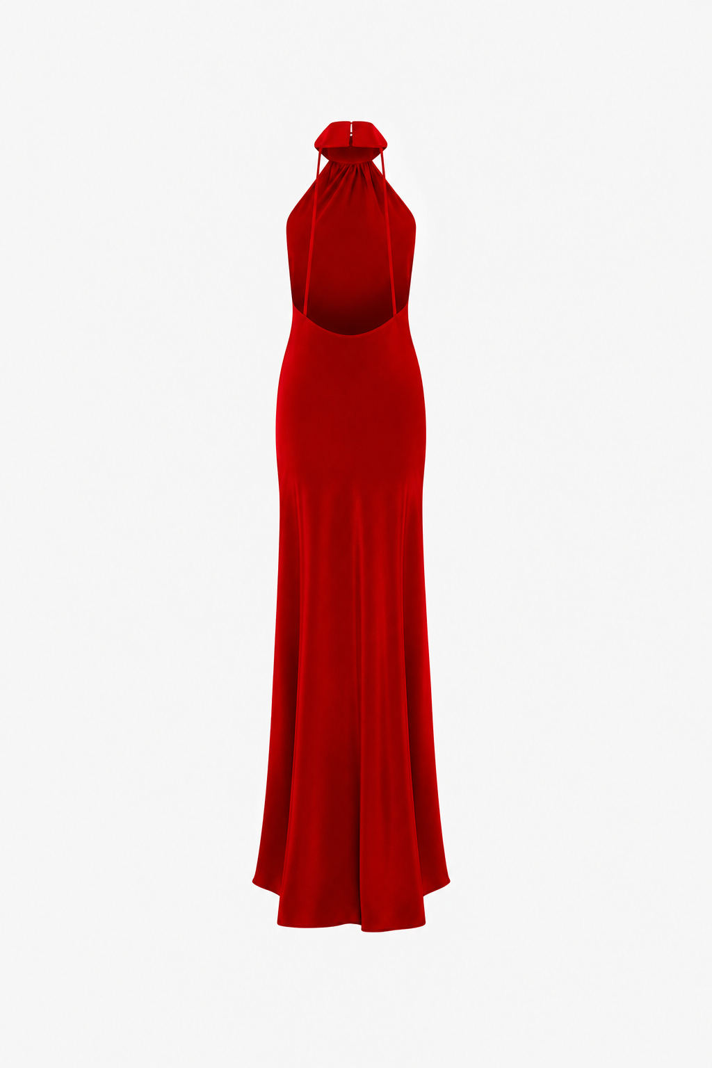Venus-Backless Satin Maxi Dress in Red