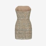 Skye-Strapless Lace Dress With Hand-Beaded Appliqué Detail
