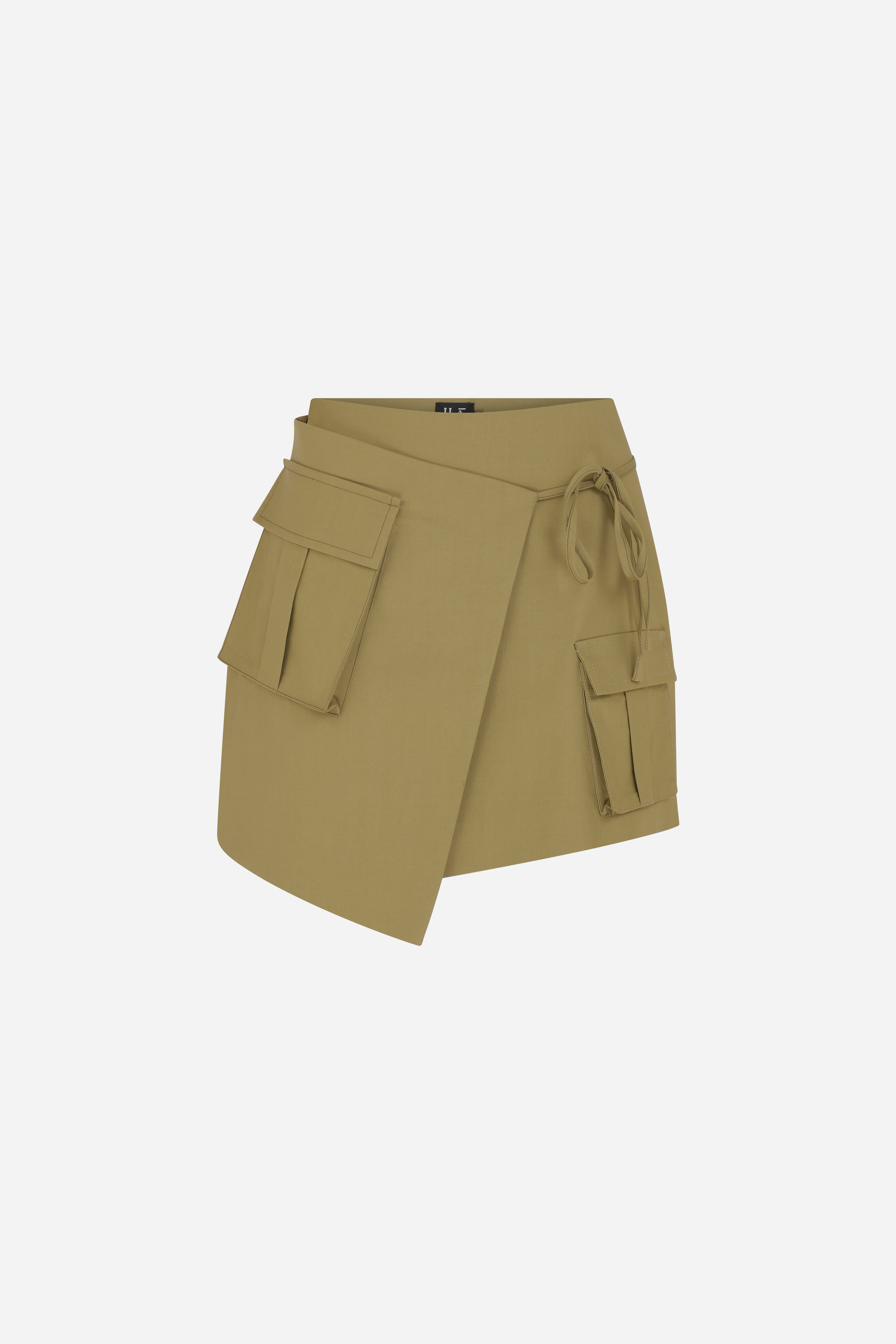 Kelly - Wrapped Mini Skirt With Cargo Pockets