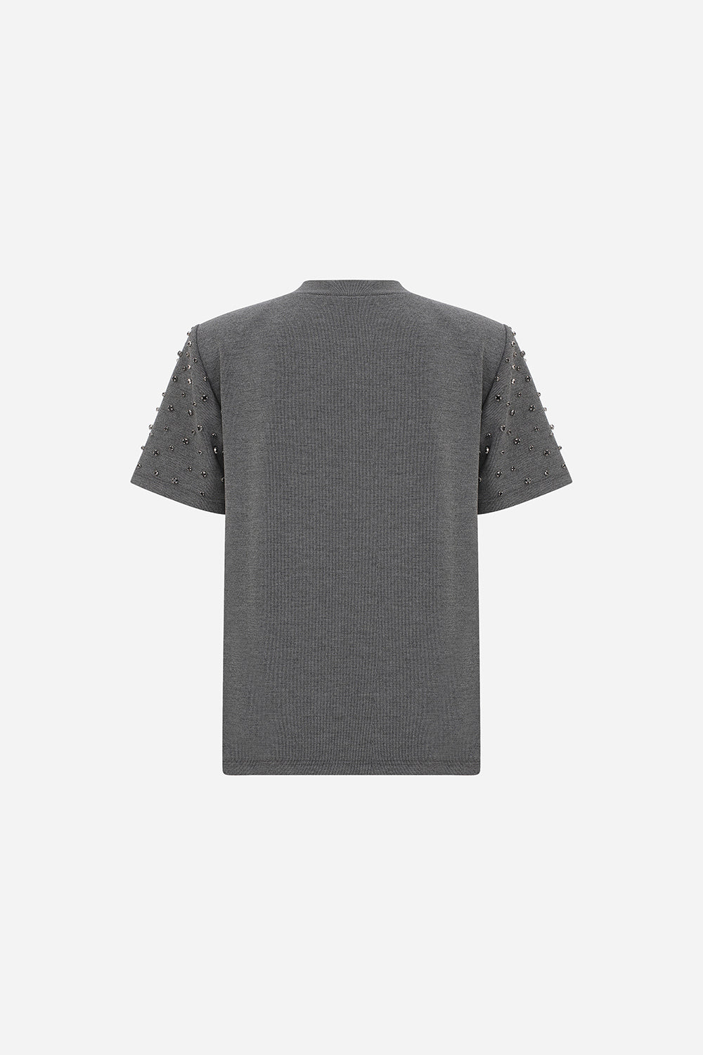ARINA - EMBELLISHED TSHIRT WITH SHOULDER PADS in GREY