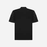 Arina - Embellished Tshirt With Shoulder Pads in Black