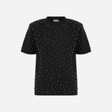 Arina - Embellished Tshirt With Shoulder Pads in Black