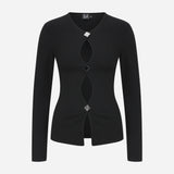 Thelma-Cut-out Top With Hand Stitched Mirror Details