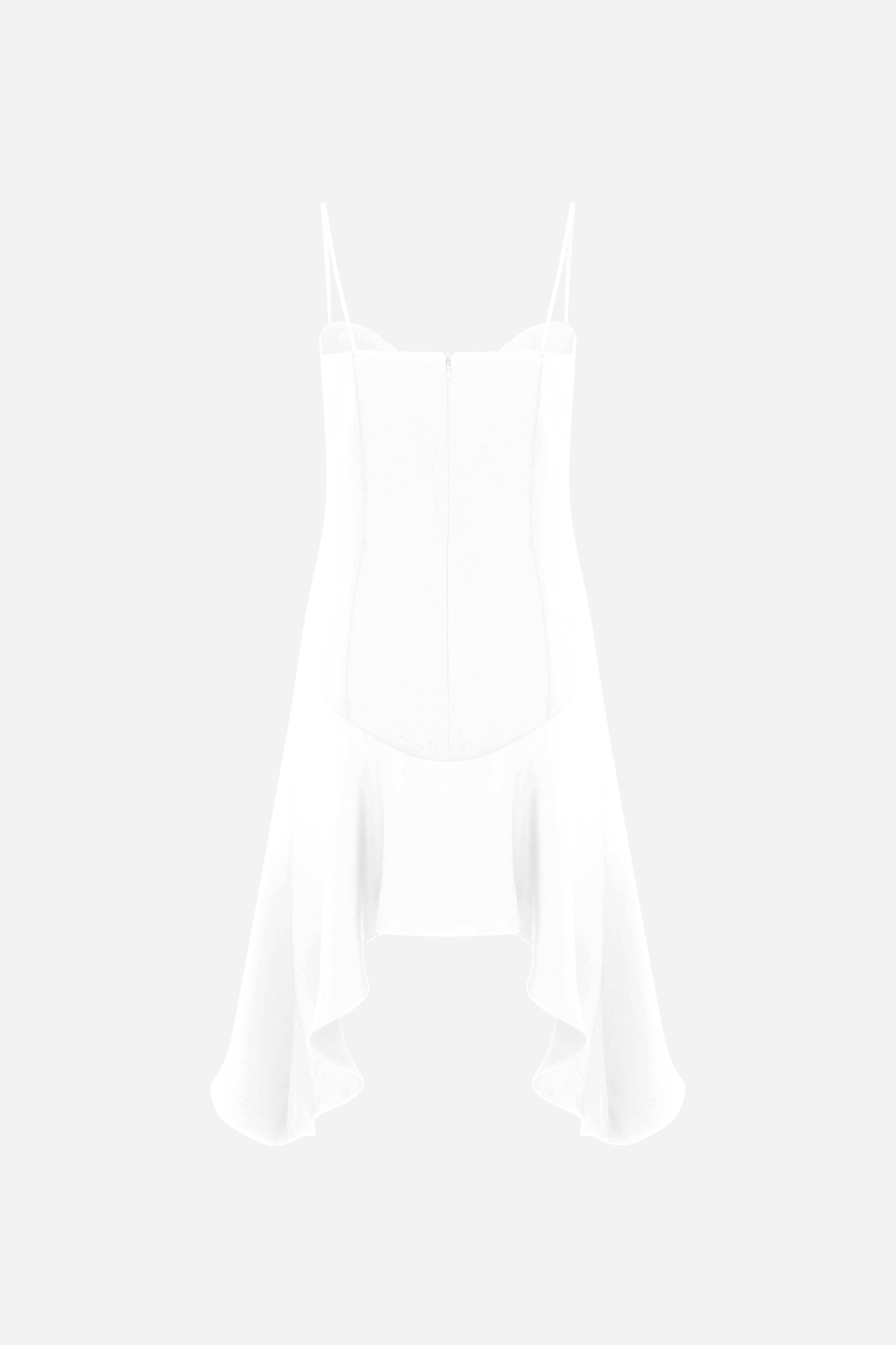 Allegra - Strap Mini Dress with Decorative Stitching and Assymetrical Hem Line