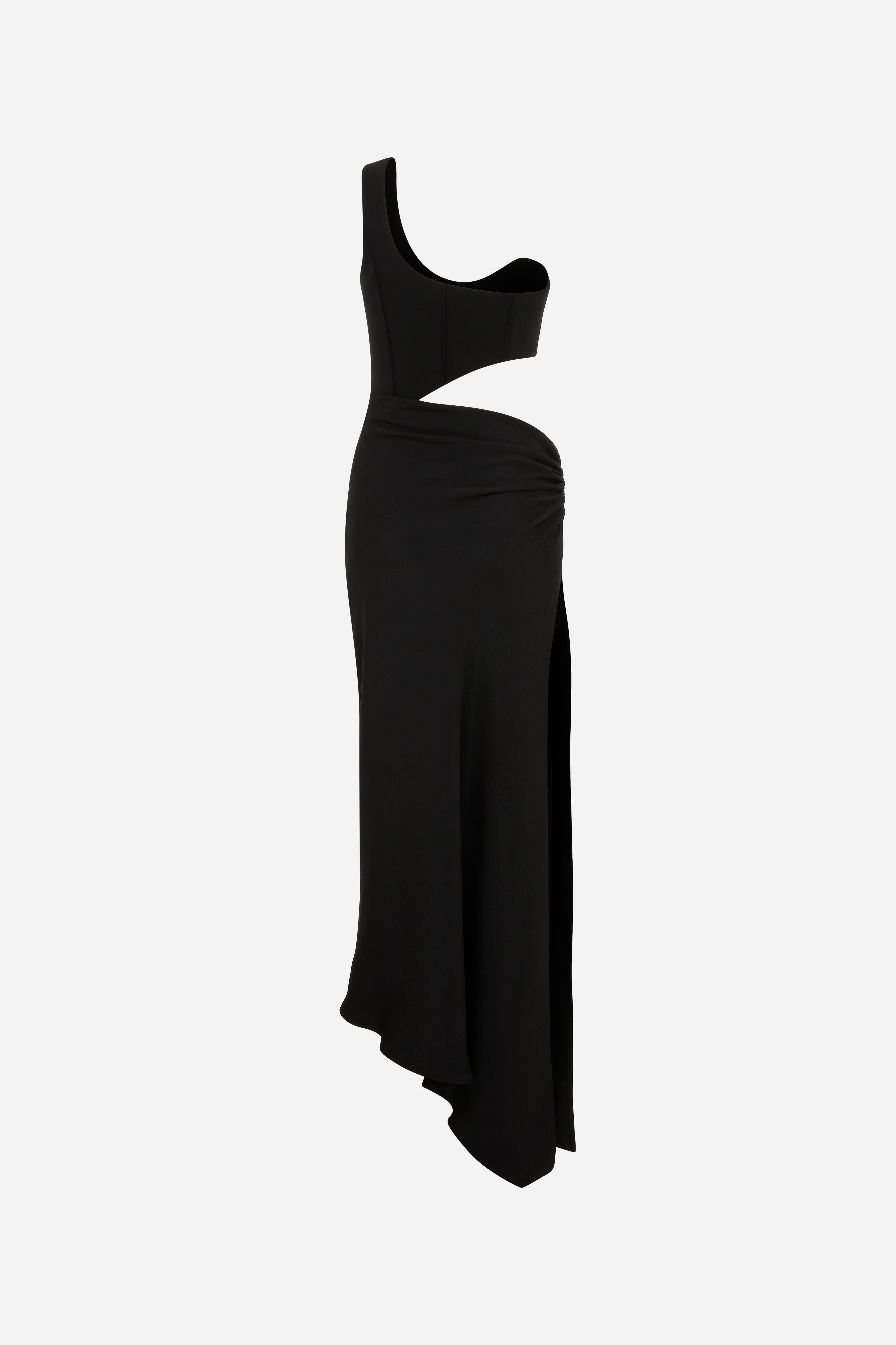 Helen - Corsetry Inspired One-Shoulder Midi Dress