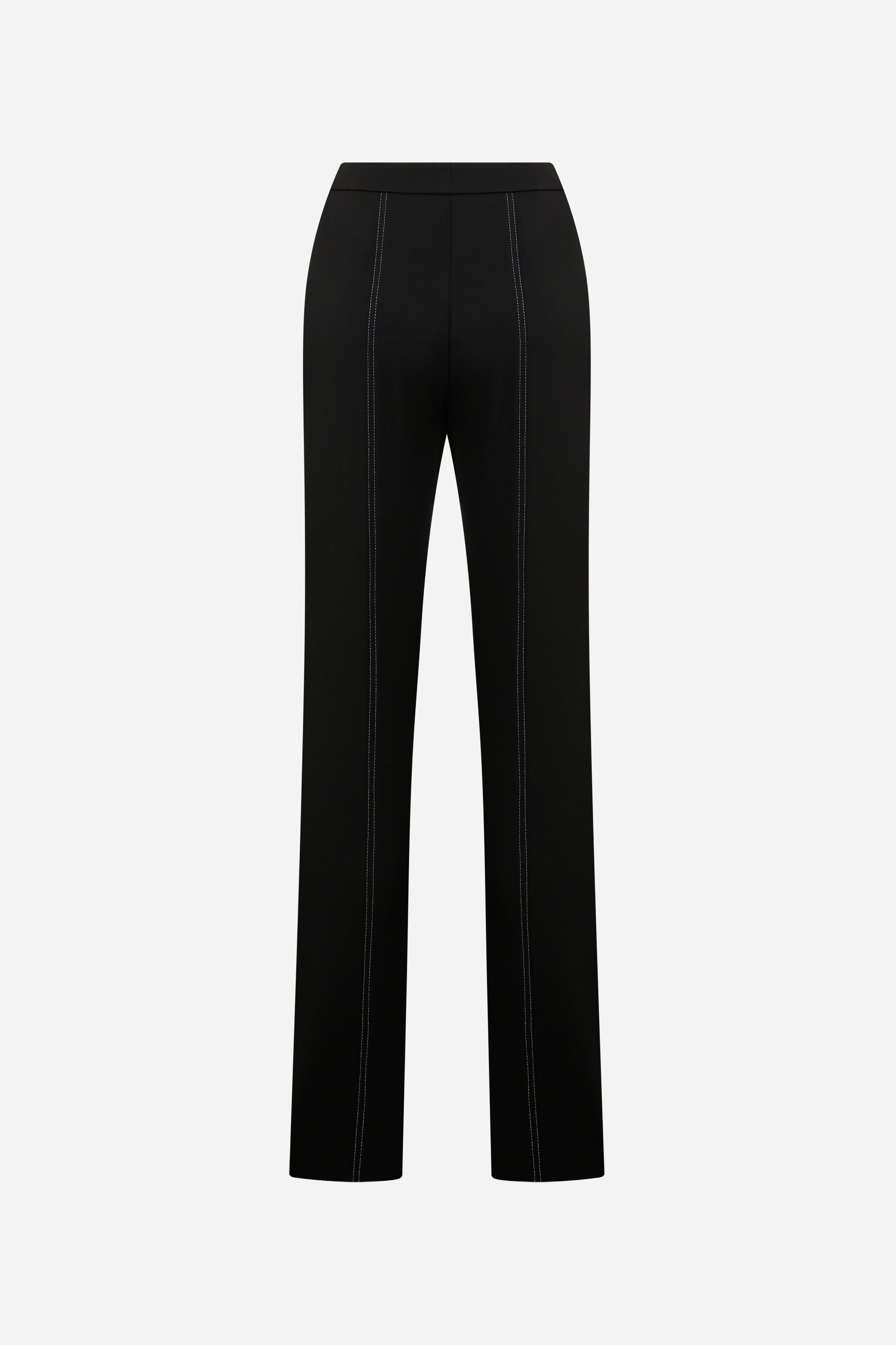 Lea - Trousers With Colorful Stitches Black