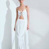 Liya - Satin Maxi Skirt with Train