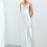 Vela - Cowl Neck Satin Maxi Dress