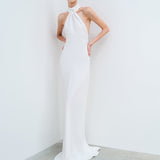 Venus - Choker Detailed Backless Satin Maxi Dress