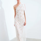 Maria - Hand-Embroidered One Shoulder Lace Gown