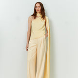 Lily - One Shoulder Satin Top With Scarf in Yellow