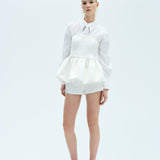 Jackie - Strapless Top with Peplum in White