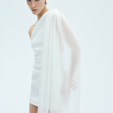 Mery - One Shoulder Mini Dress With See Through Cape Detail