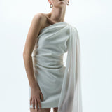 Mery - One Shoulder Mini Dress With See Through Cape Detail