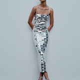 Duffy - Midi Dress With Hand Stitched Mirrors