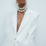 Lily - Oversized Blazer With Feathers