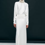 Brooklyn - Satin Maxi Dress With Open Back With Tuxedo Belt