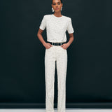 Mira - Embellished Trousers in White