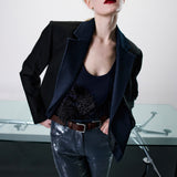 Jolie Blazer with Denim Detail in Black