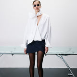 Talia V-Neck Cotton Shirt in White