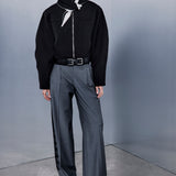 Maddy Cropped Biker Jacket in Black