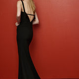 Melina U-Neck Maxi Dress with Back Detail in Black