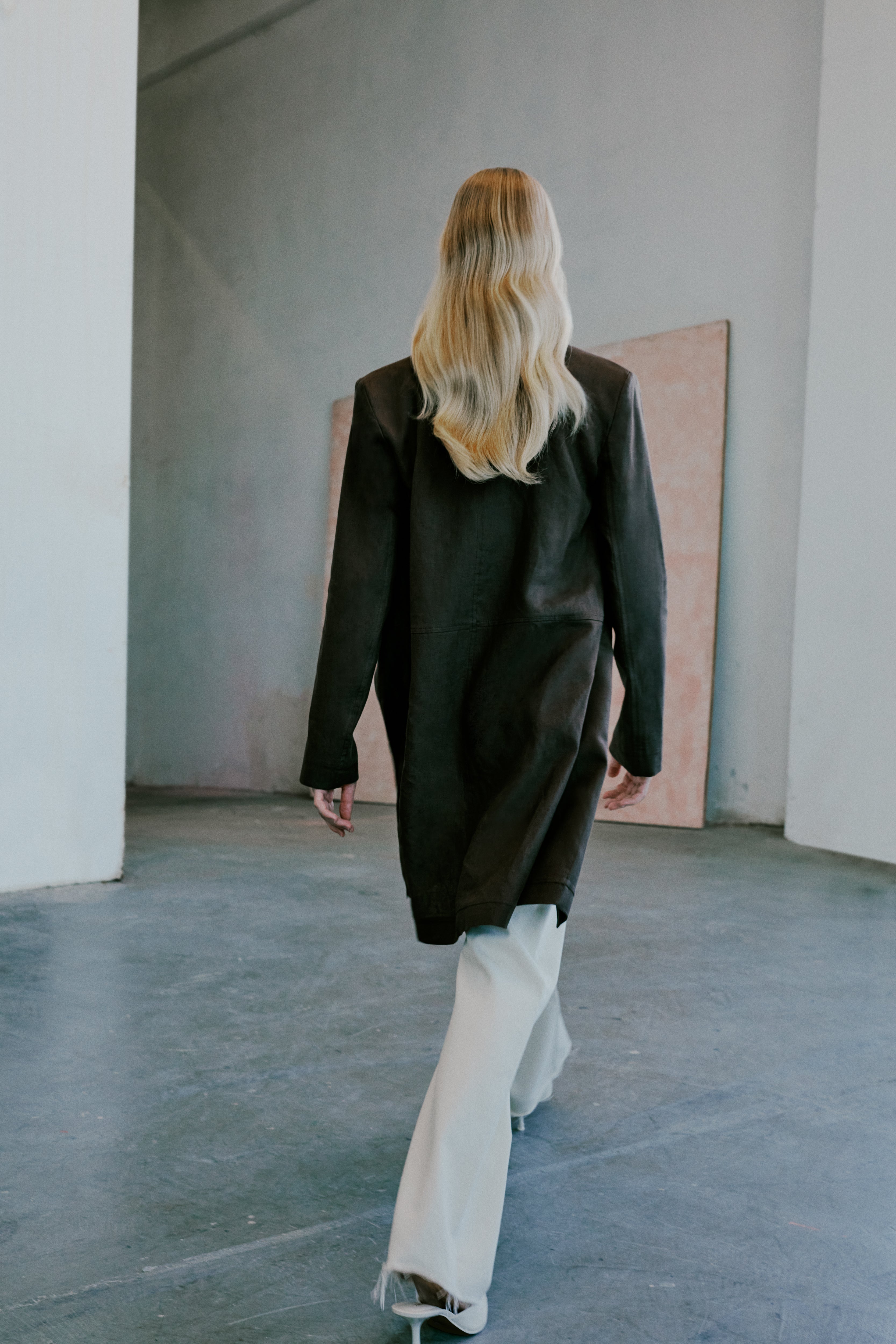 Rue - Linen Coat With Side Slits